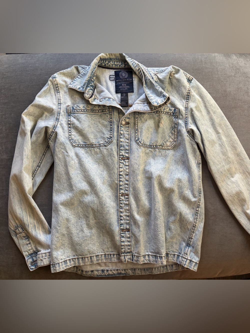 Buffalo David Bitton Light Wash Denim Button-Down Shirt Jacket